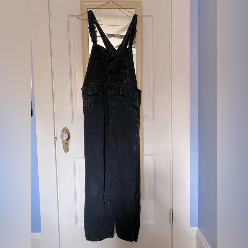 Free People Ziggy black denim overalls size small